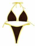 Sun Pop Contrast Trim Triangle Bikini Set