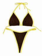Sun Pop Contrast Trim Triangle Bikini Set