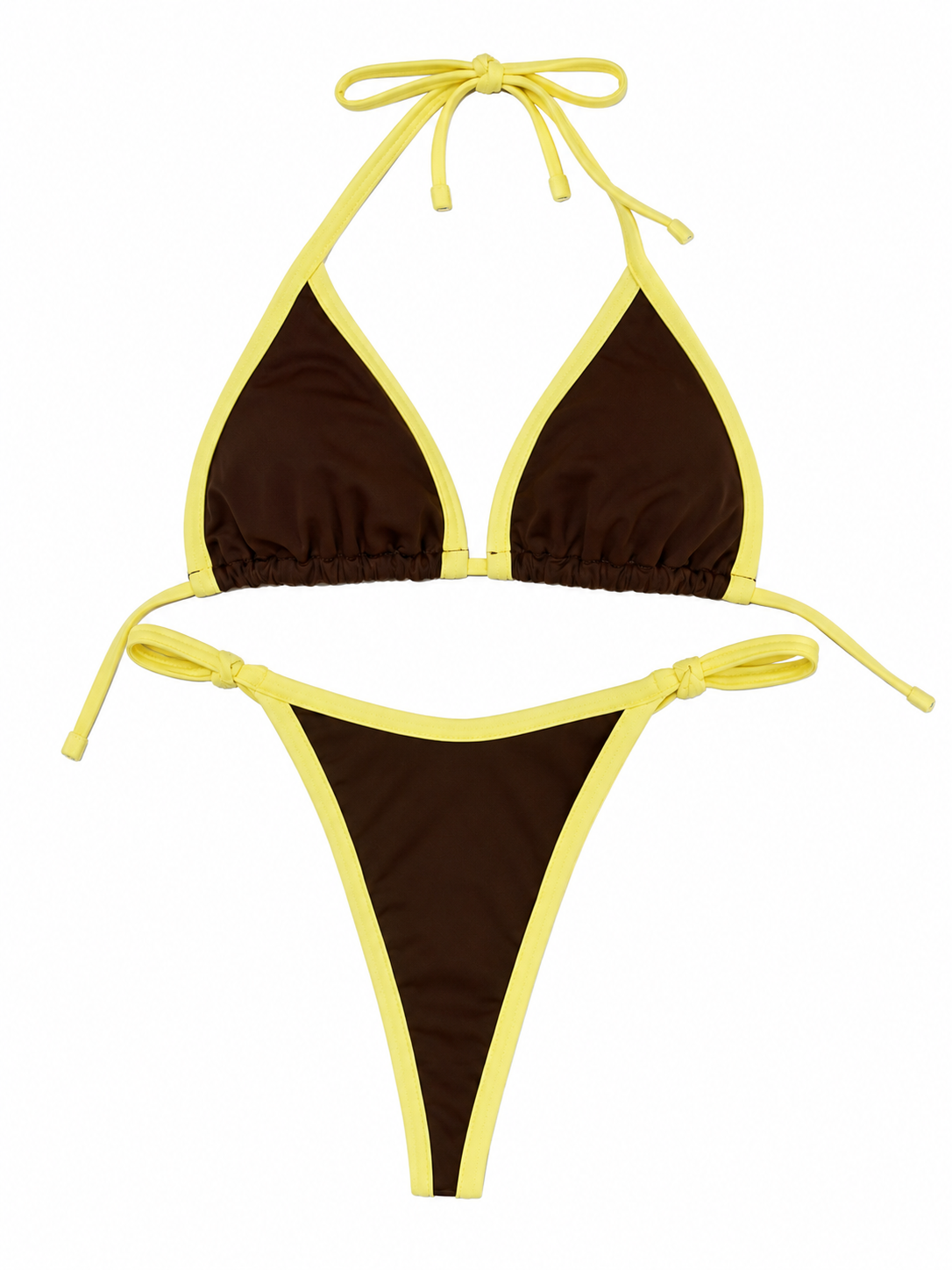 Sun Pop Contrast Trim Triangle Bikini Set