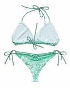 Mint Garden Embroidered Tie-Side Bikini Set