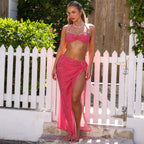 Mesh Twist Maxi Skirt