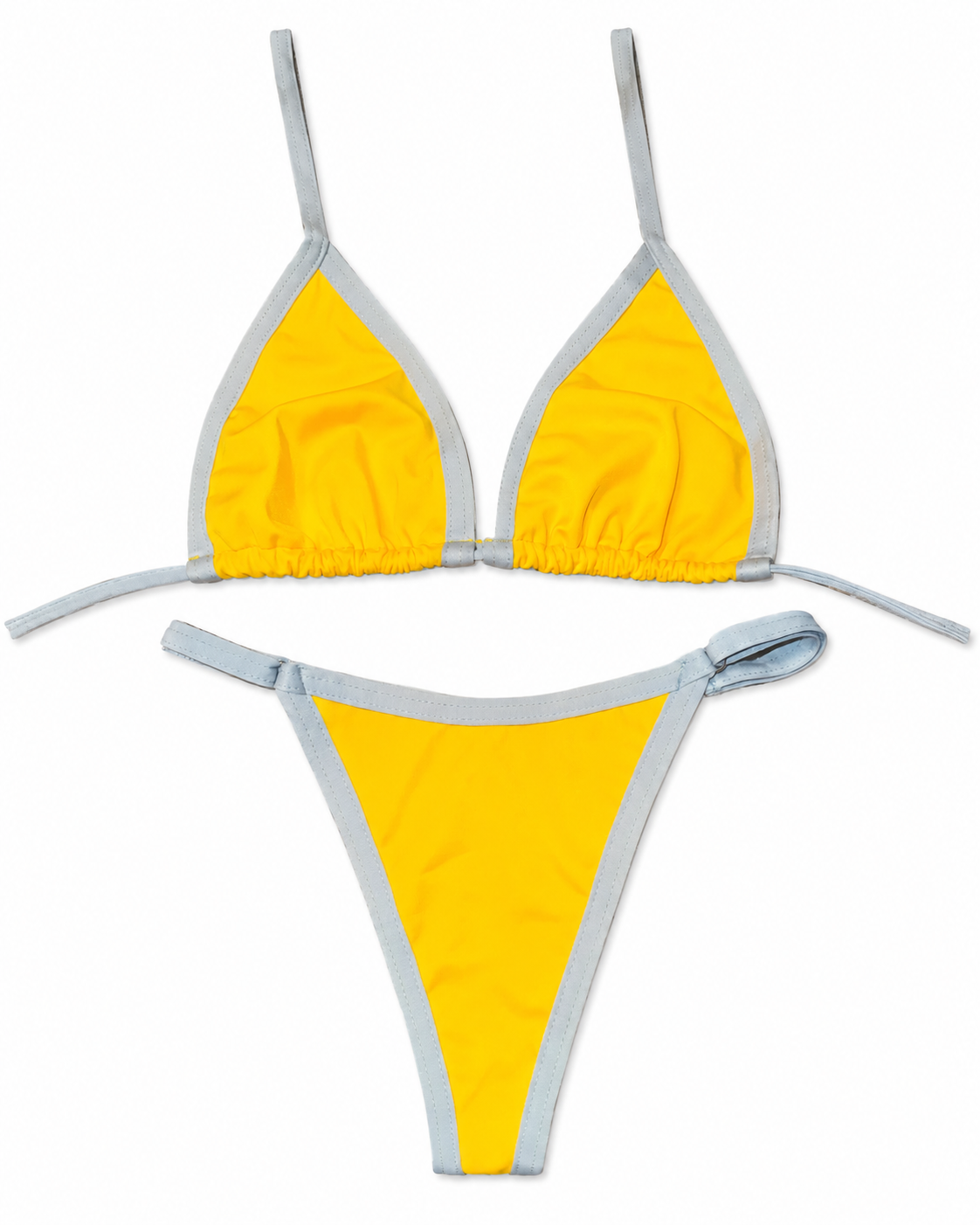Sun Pop Contrast Trim Triangle Bikini Set