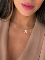 Minimalist Airplane 18K Gold-Plated Necklace