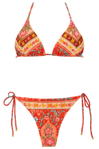 Boho Floral Triangle Bikini Set – Red Sunset