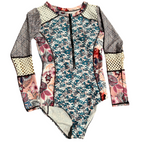 Vintage Long Sleeve Swimwear | Classic Printed One-Piece Design