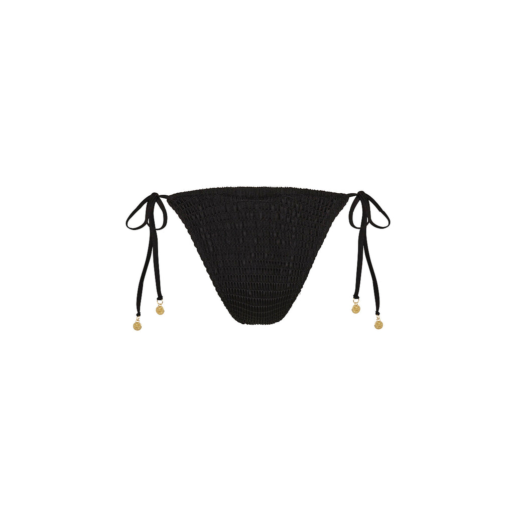 Shirred Dipped Cheeky Tie Bikini Bottom