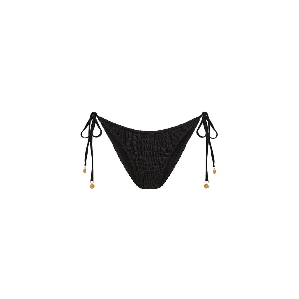 Shirred Dipped Cheeky Tie Bikini Bottom