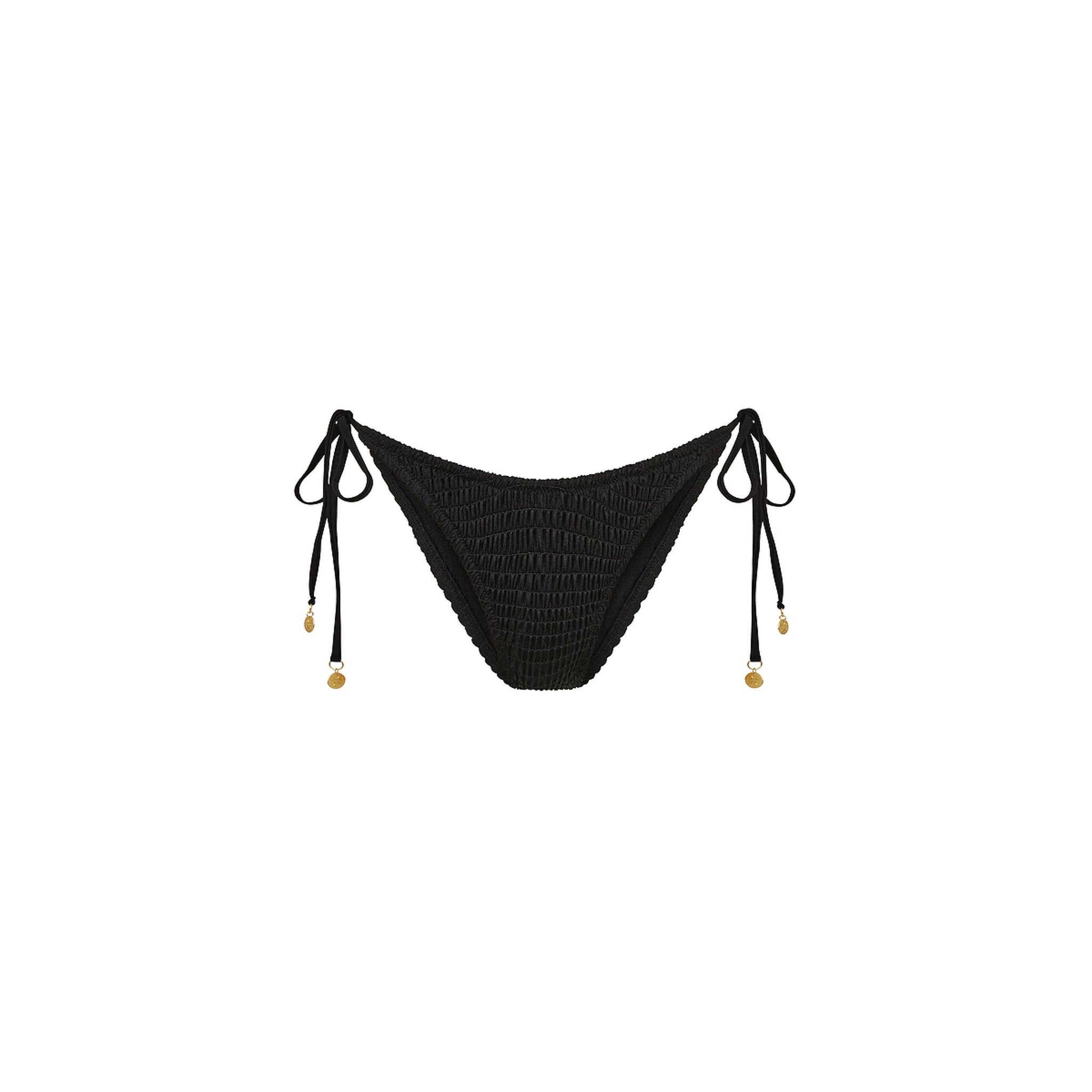 Shirred Dipped Cheeky Tie Bikini Bottom