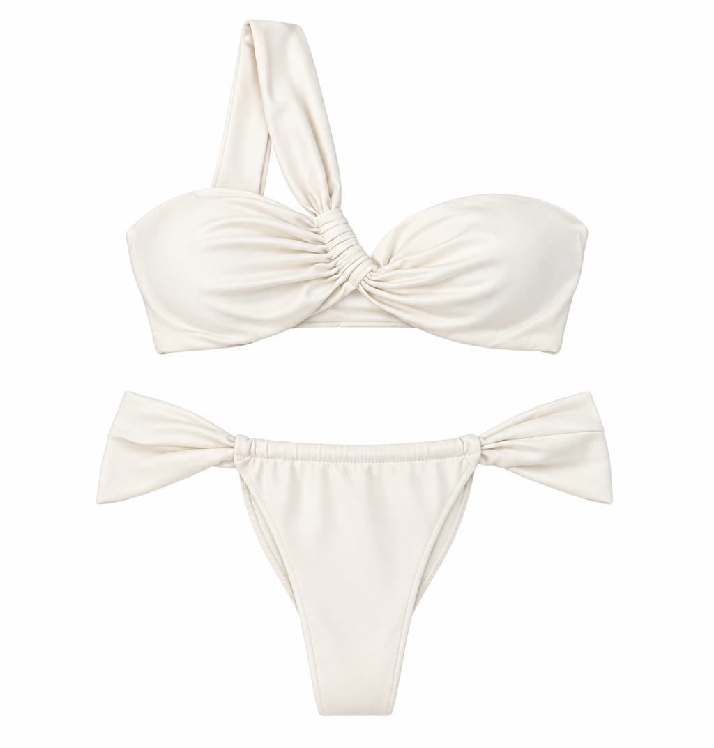 Ivory Muse One-Shoulder Bikini Set