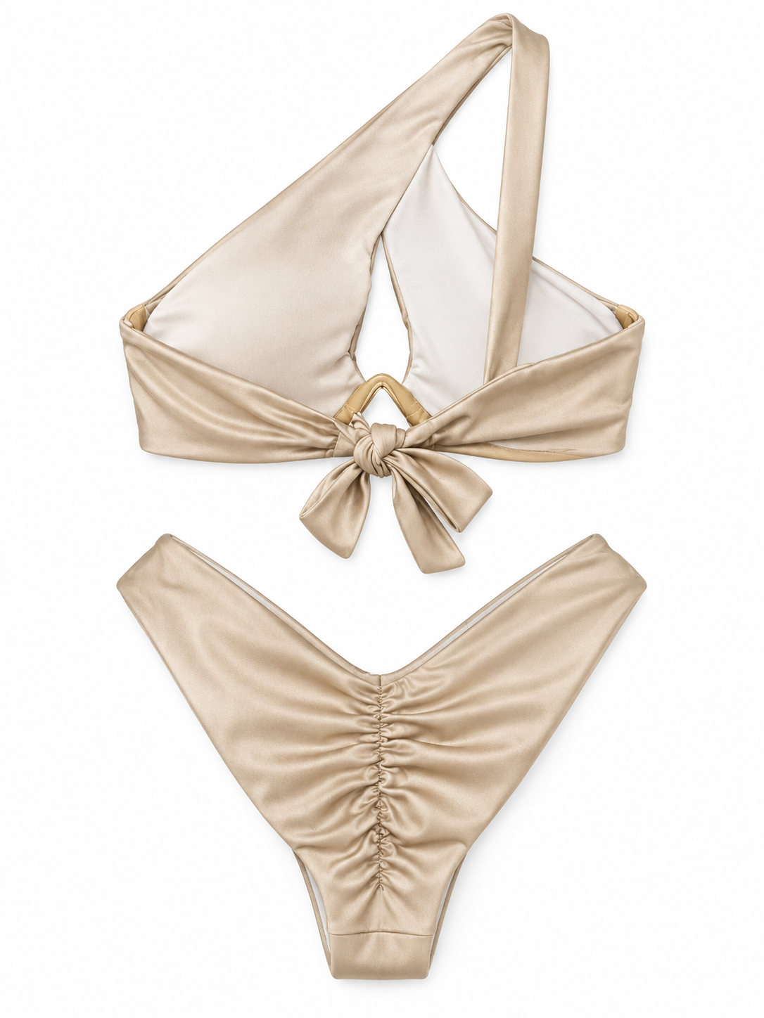 Champagne Muse One-Shoulder Bikini Set