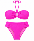 Electric Pink Bandeau Bikini Set