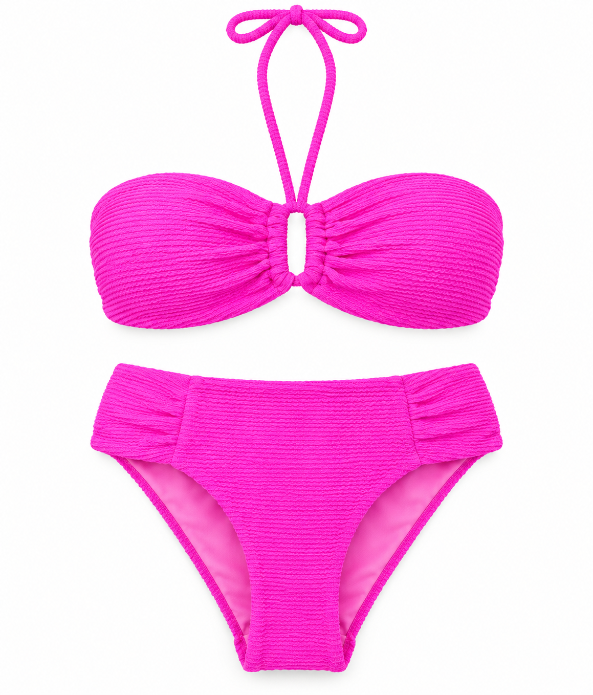 Electric Pink Bandeau Bikini Set