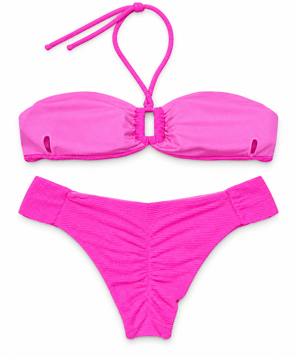 Electric Pink Bandeau Bikini Set