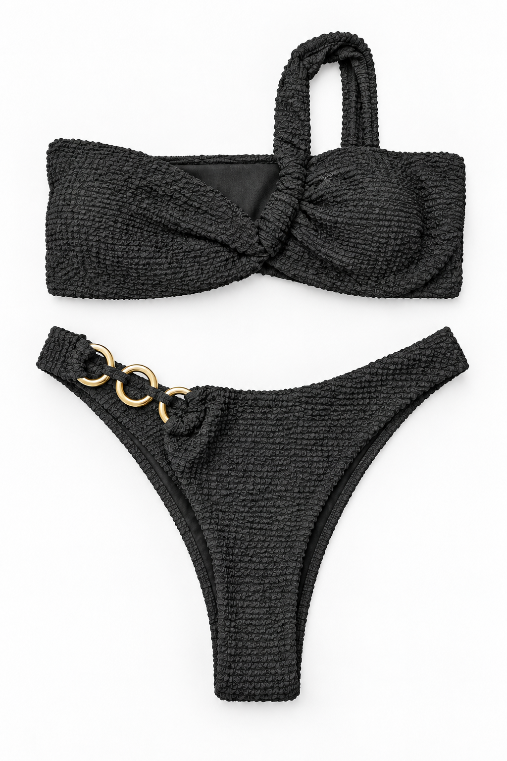 Noir One-Shoulder Ring Bikini Set