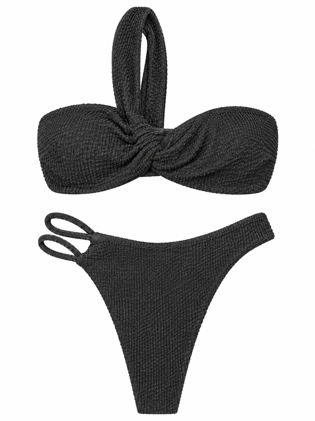 Noir Twist One-Shoulder Bikini Set
