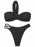 Noir Twist One-Shoulder Bikini Set