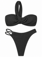 Noir Twist One-Shoulder Bikini Set