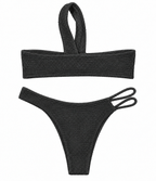 Noir Twist One-Shoulder Bikini Set