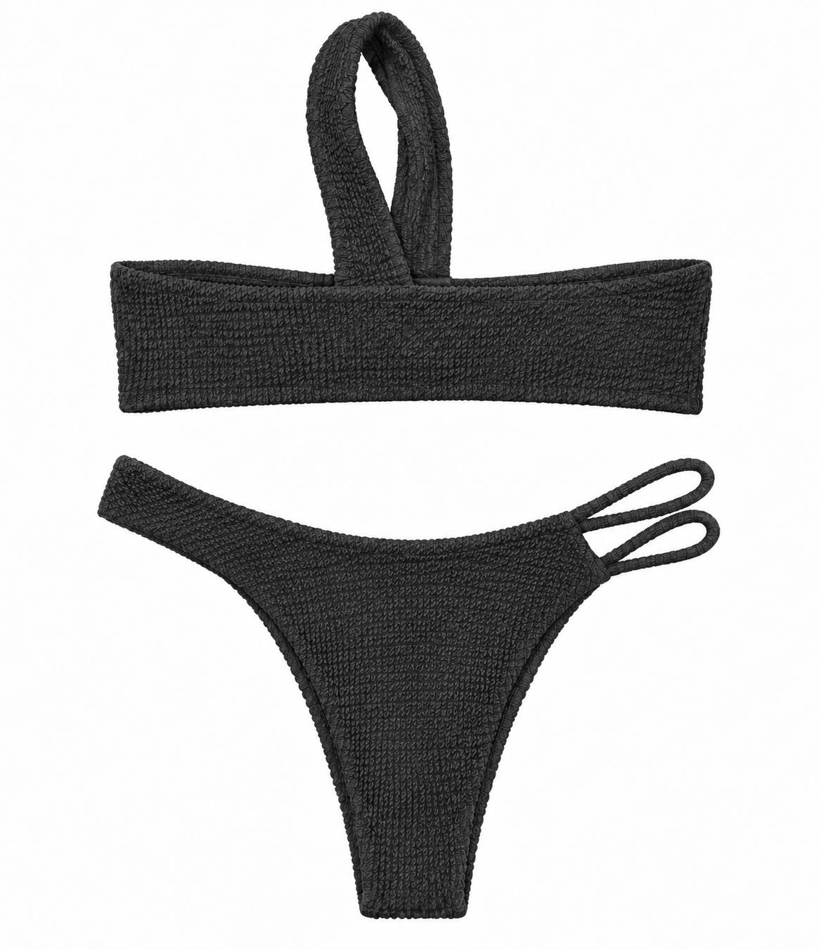Noir Twist One-Shoulder Bikini Set