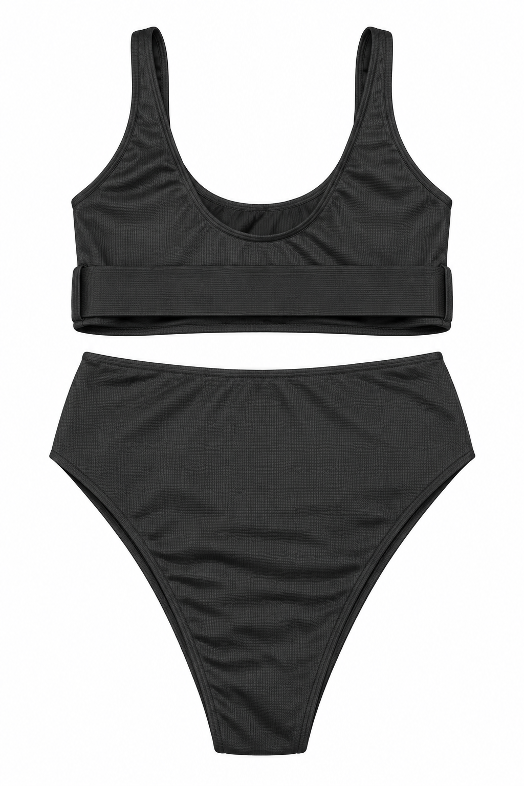 Midnight Buckle High-Waist Bikini Set
