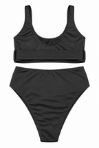 Midnight Buckle High-Waist Bikini Set