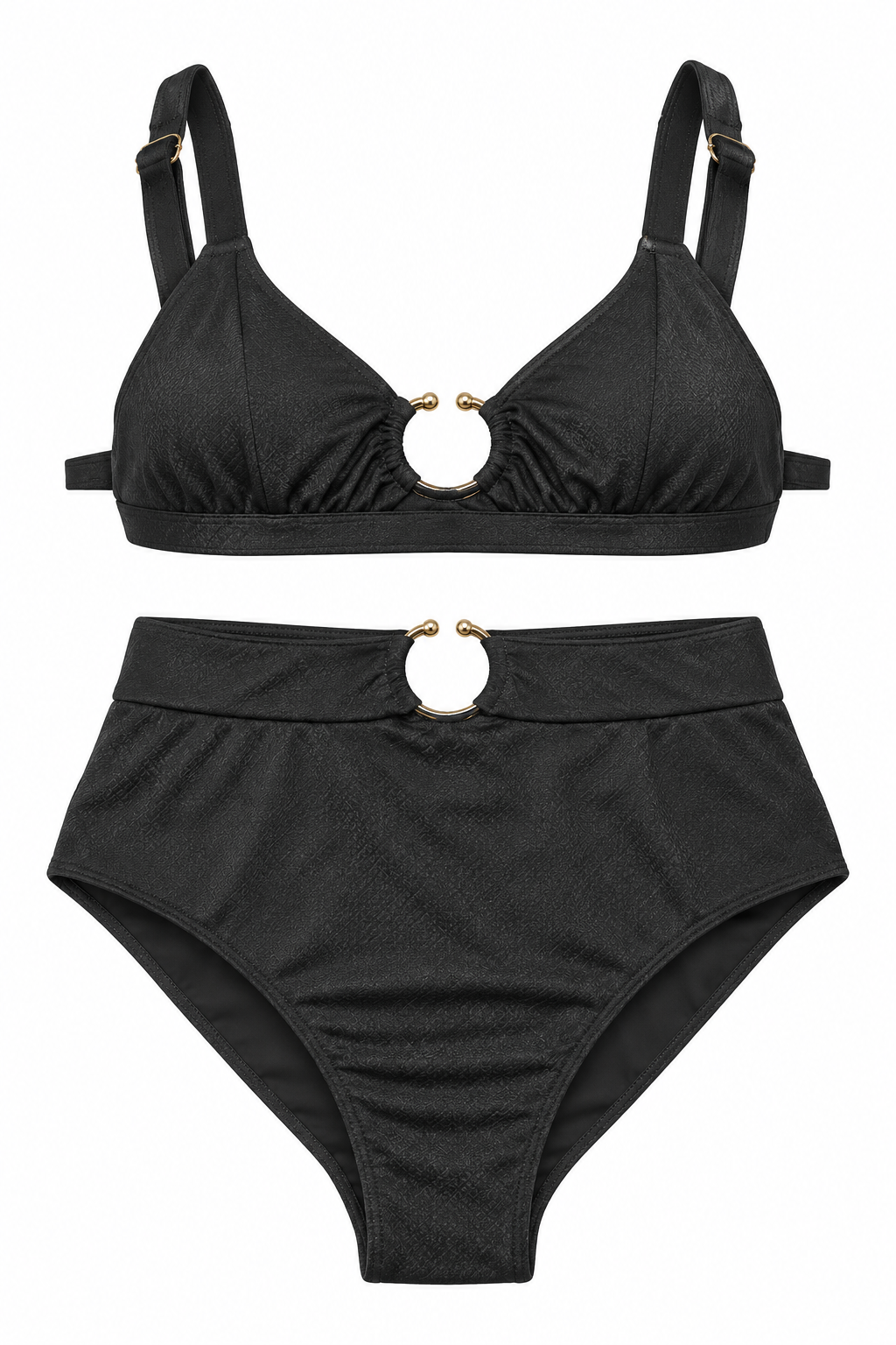 Noir Halo High-Waist Bikini Set
