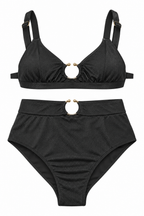 Noir Halo High-Waist Bikini Set