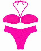 Electric Pink Bandeau Bikini Set