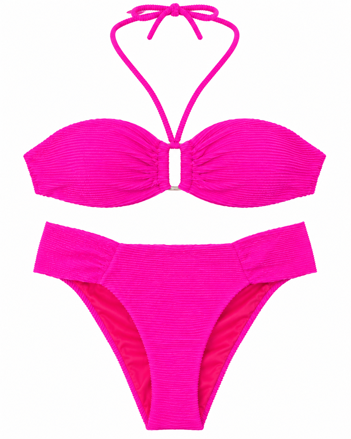 Electric Pink Bandeau Bikini Set
