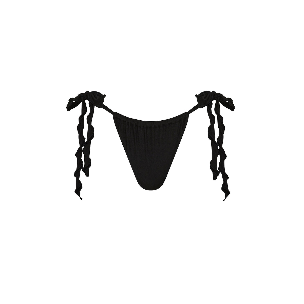 Lettuce Tie Ruched Thong Bikini Bottom