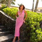 Crochet Plunge Maxi Dress