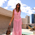 Crochet Plunge Maxi Dress