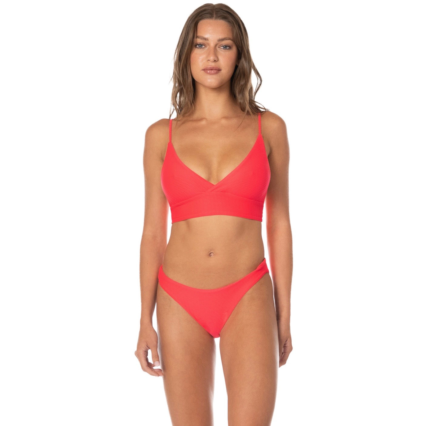Criss Cross Long Line Triangle Bikini Top