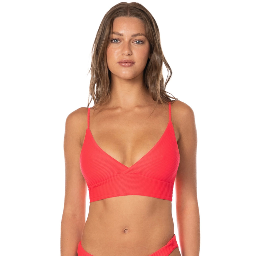Criss Cross Long Line Triangle Bikini Top
