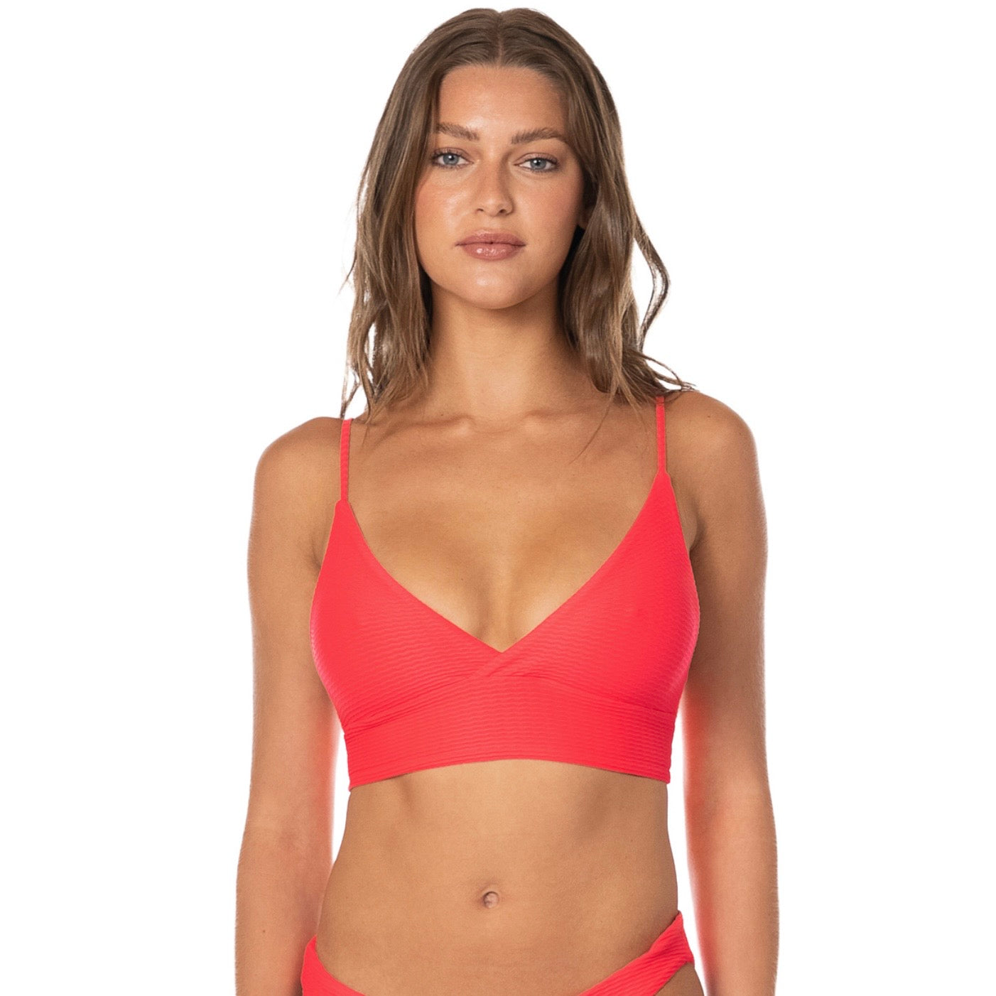 Criss Cross Long Line Triangle Bikini Top