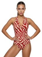 V-Neck Criss Cross Back One-Piece
