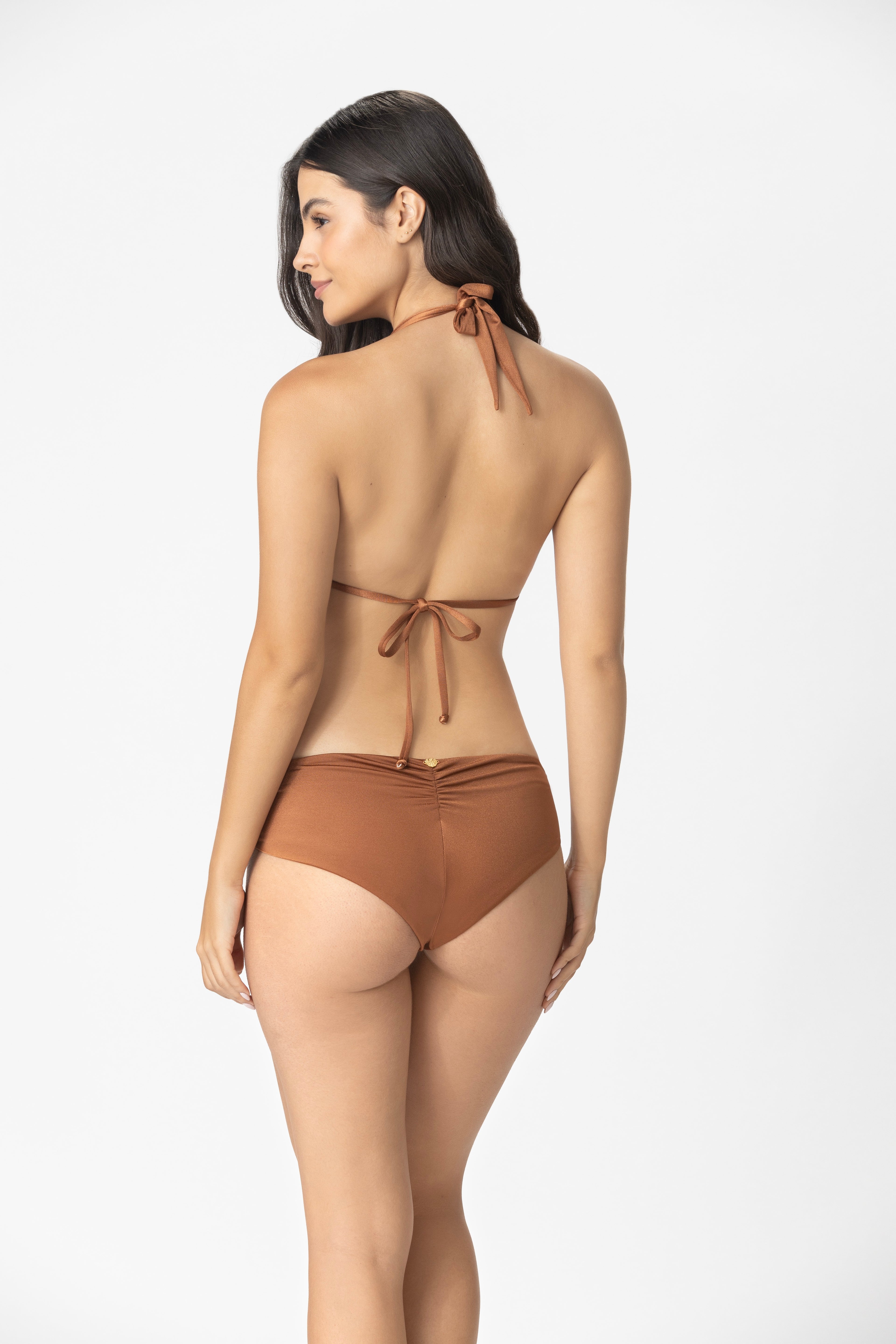 Satin Sliders Triangle Bikini Top