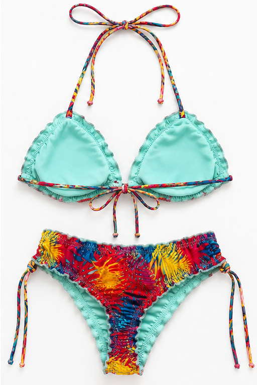 Tropicana Beaded Ruffle Bikini Set