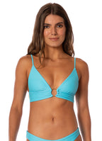 Shine Long Line Triangle Bikini Top