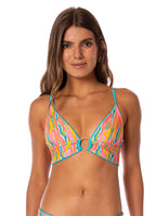 Shine Long Line Triangle Bikini Top