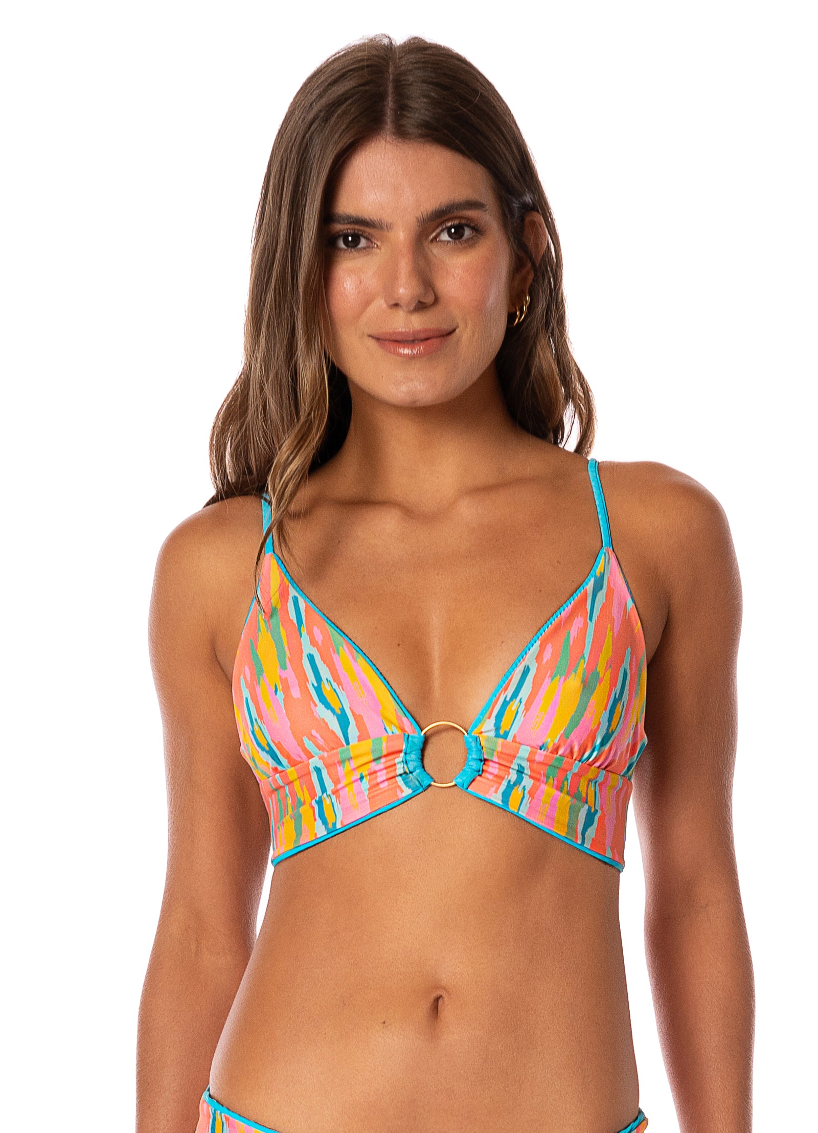 Shine Long Line Triangle Bikini Top