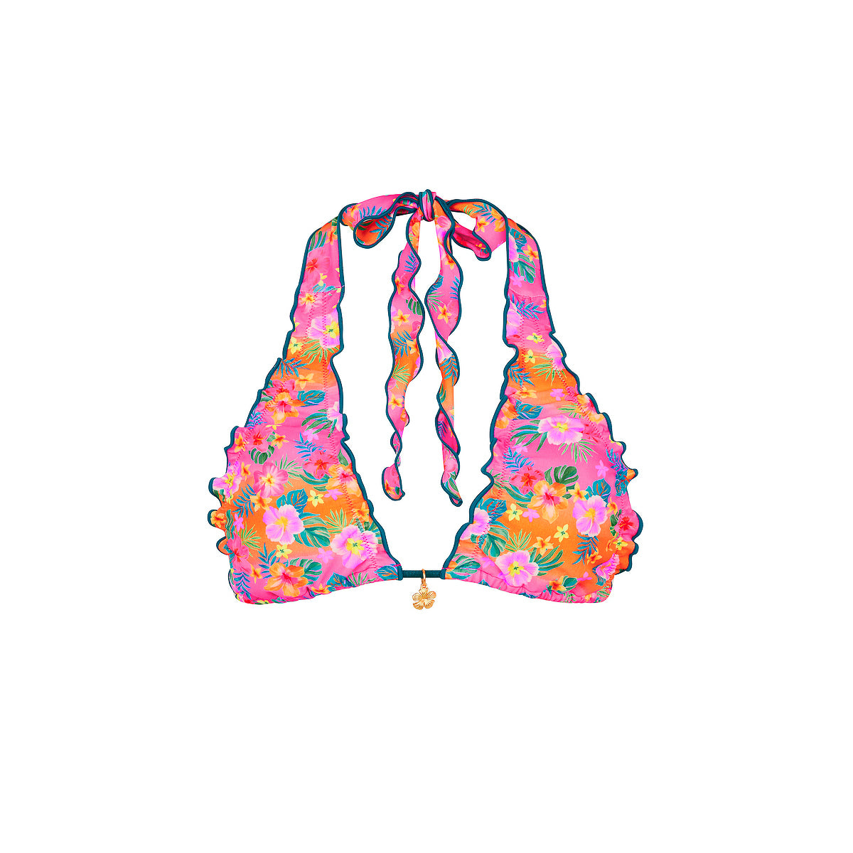 Lettuce Edge Halter Bikini Top