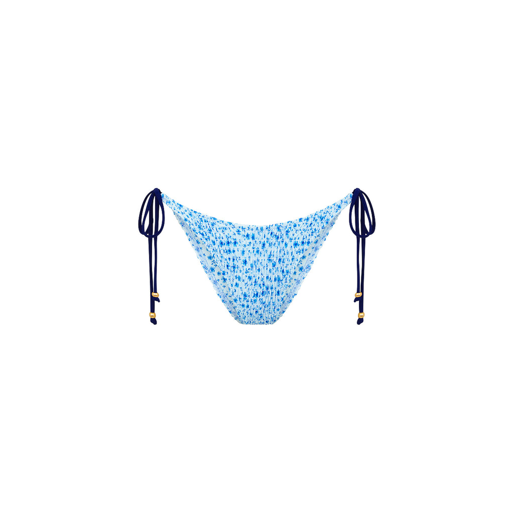 Shirred Dipped Cheeky Tie Bikini Bottom