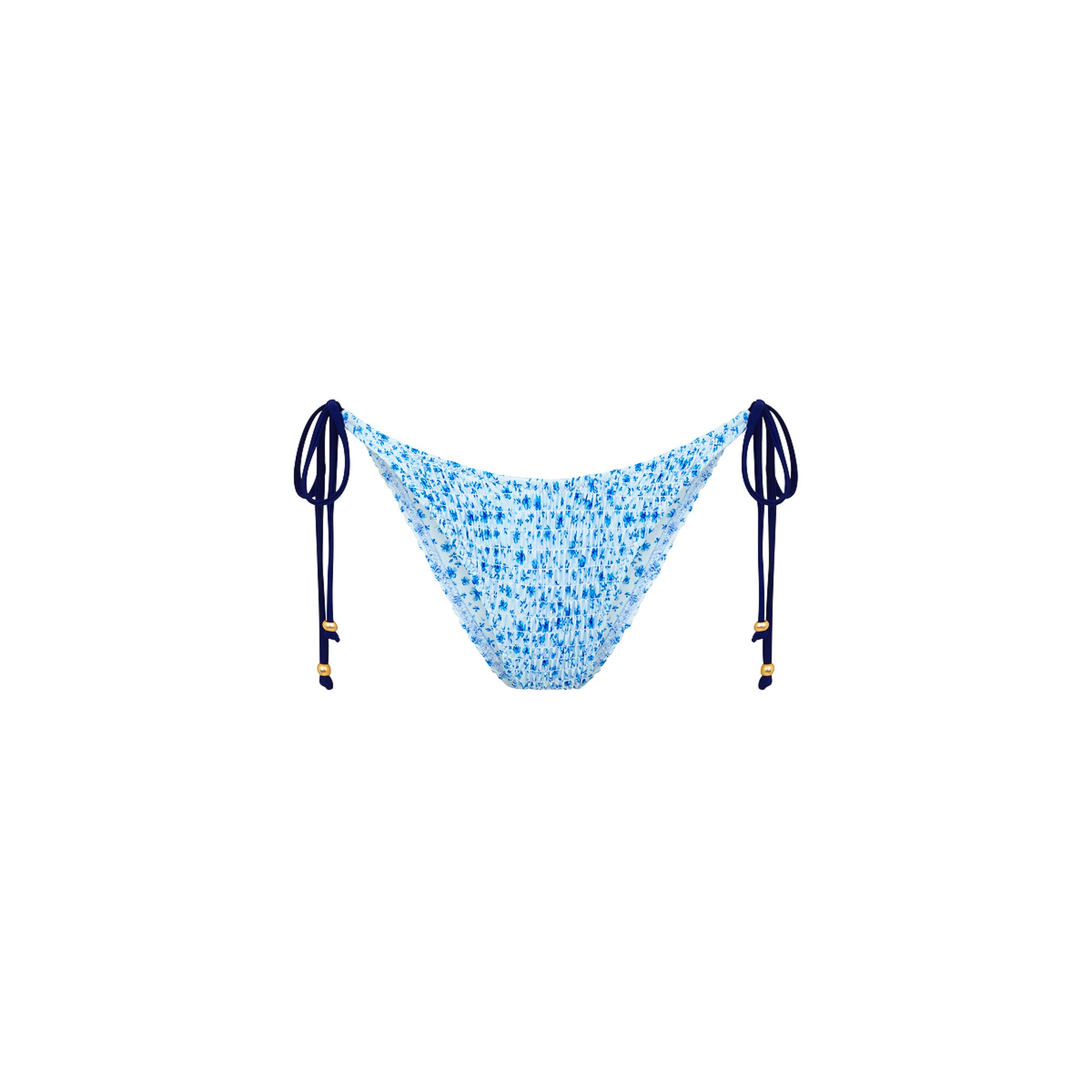 Shirred Dipped Cheeky Tie Bikini Bottom