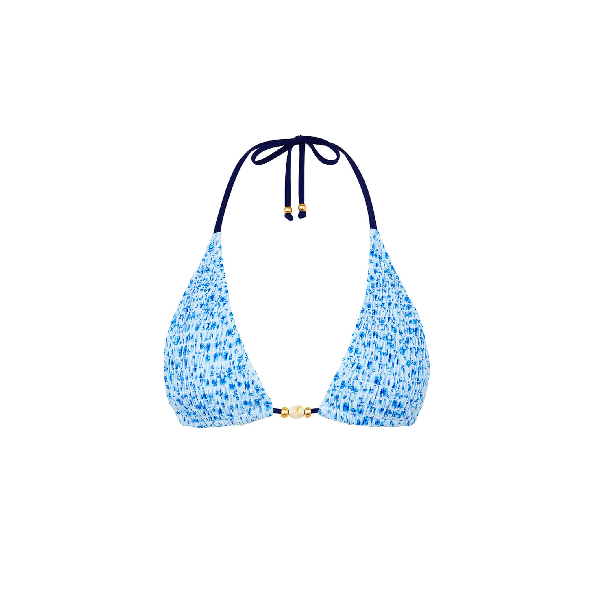 Shirred Triangle Bikini Top