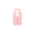 Denim Halter Open Back Vest
