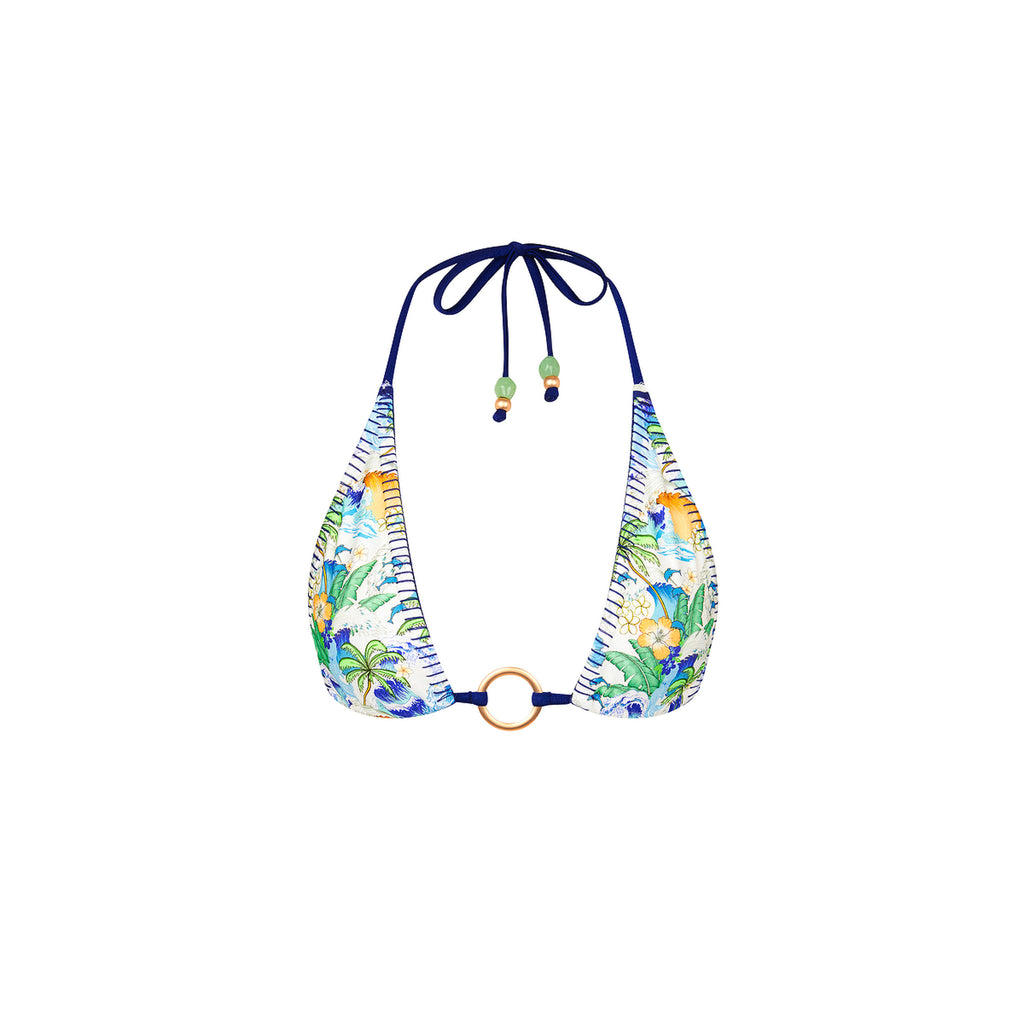 Lace Stitch Ring Halter Bikini Top