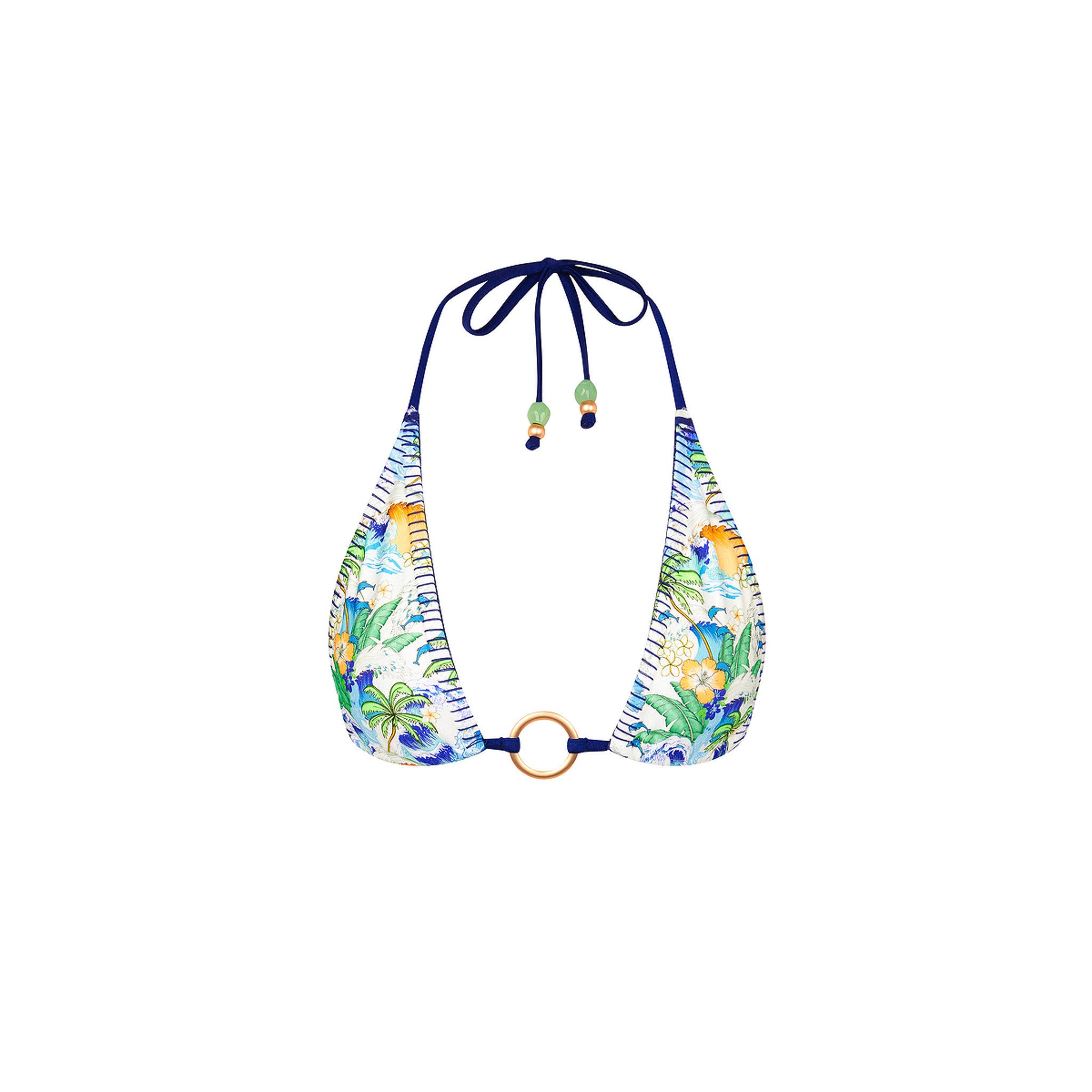 Lace Stitch Ring Halter Bikini Top