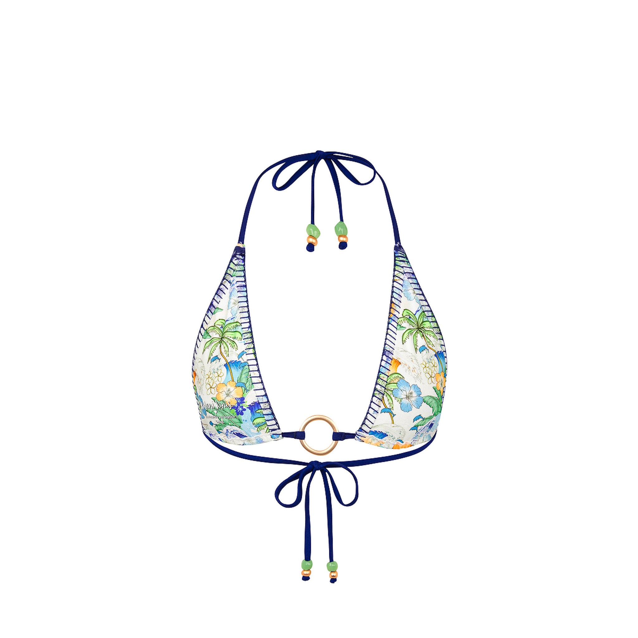 Lace Stitch Ring Halter Bikini Top