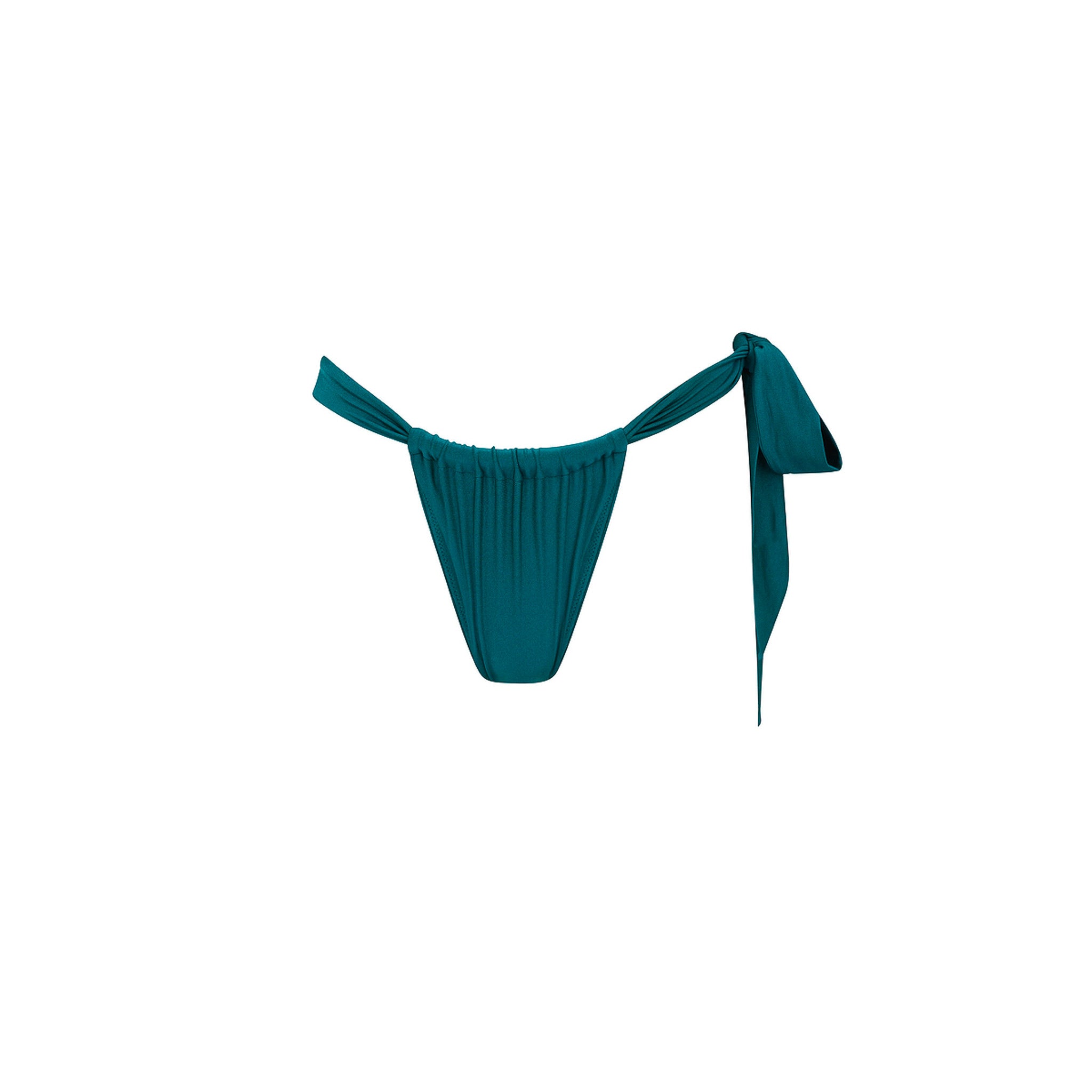Soft Tie Ruched Thong Bikini Bottom